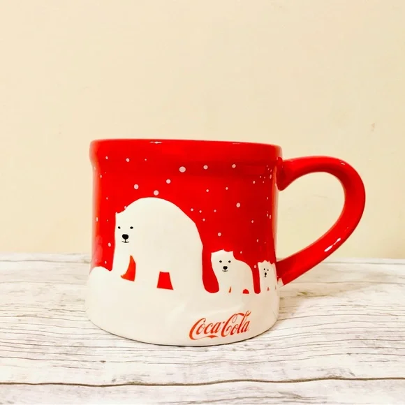 Coca-Cola Holiday Polar Bear Coffee Mug in Red and White - Picture 3 of 12